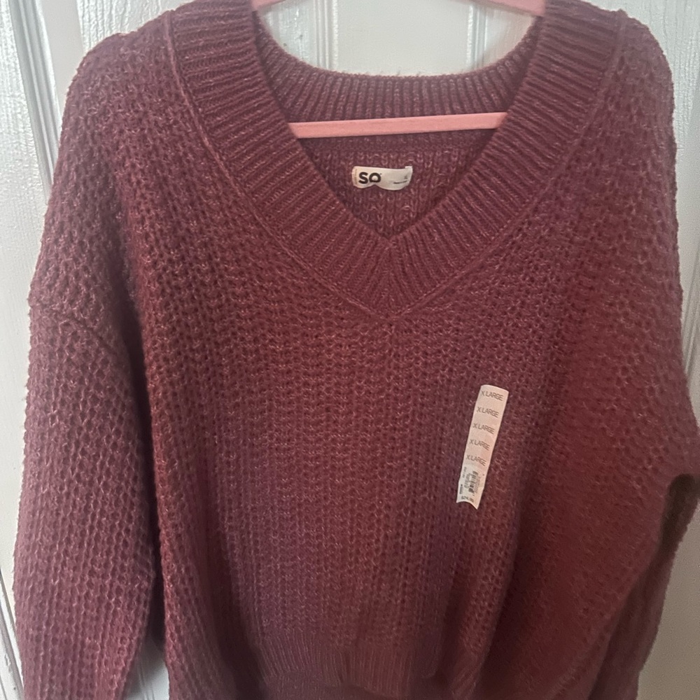 Burgundy V-Neck Sweater